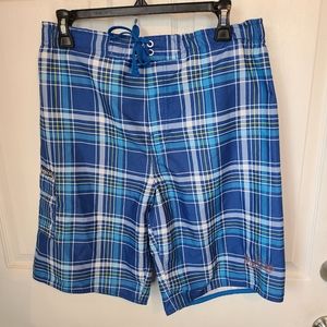 (2108) Maui Youths Swim Trunks, Size: Large Color: Blue